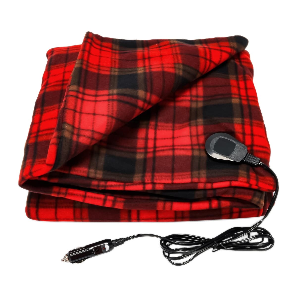 Camco 12V Heated Travel Blanket - 59" x 43", Red/Black Plaid