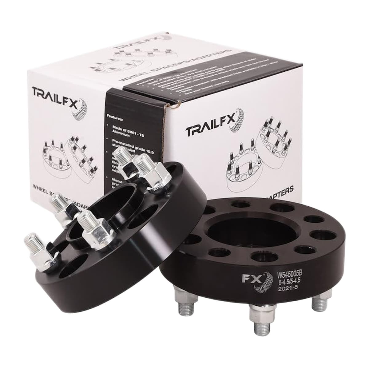 TrailFX Hub-Centric Wheel Spacer | 5x4.5 in, 1/2 in Lug, Black