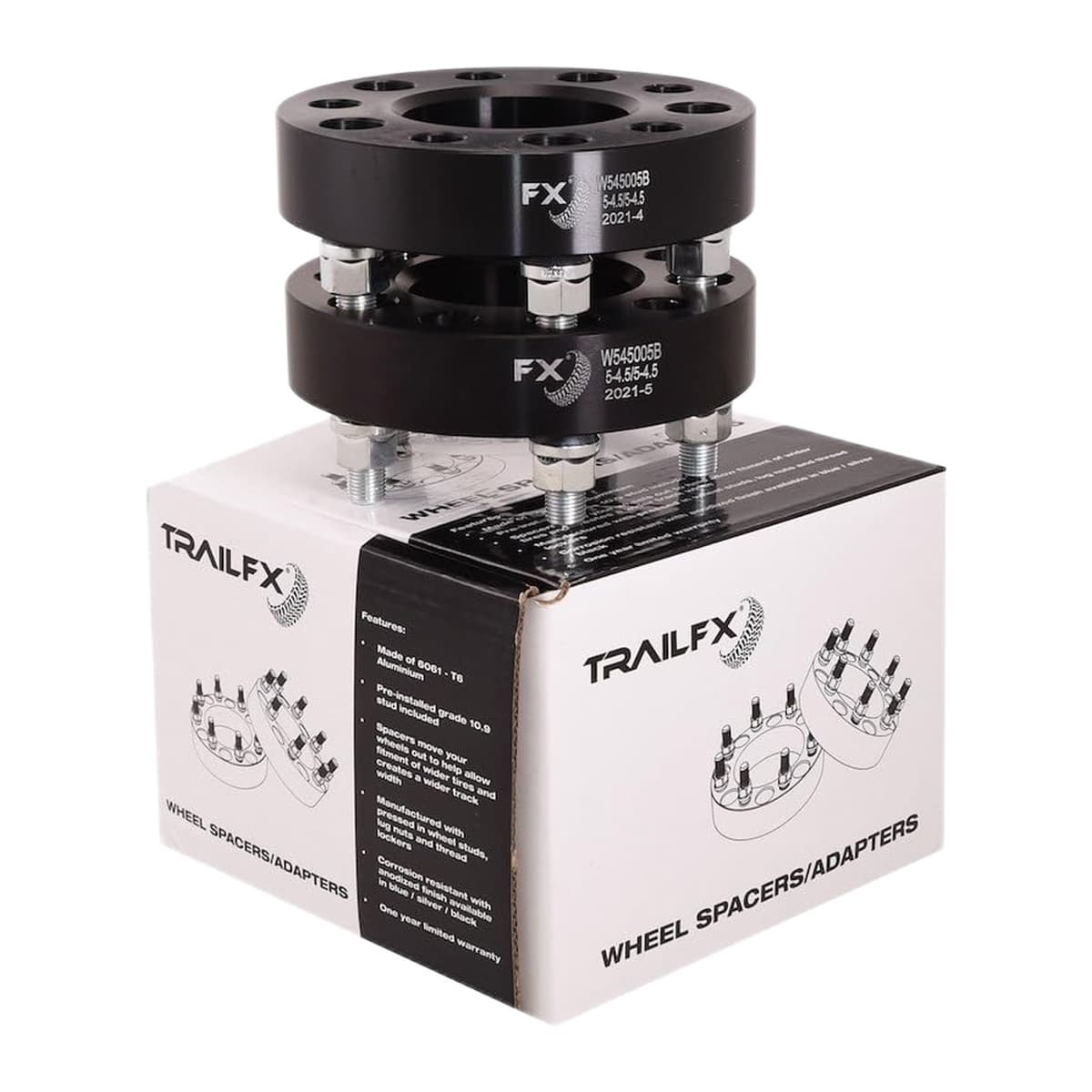 TrailFX Hub-Centric Wheel Spacer | 5x4.5 in, 1/2 in Lug, Black