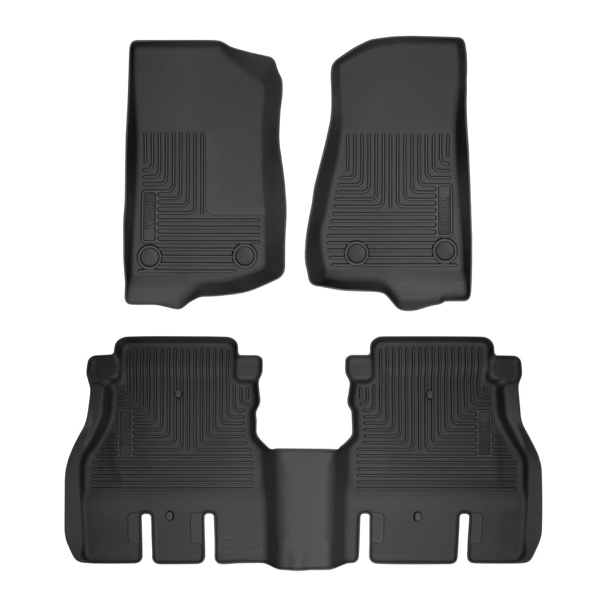 Husky Liners WeatherBeater Front & 2nd Row Floor Liners | 2018-2026 Jeep Wrangler JL Unlimited 4-Door, Black