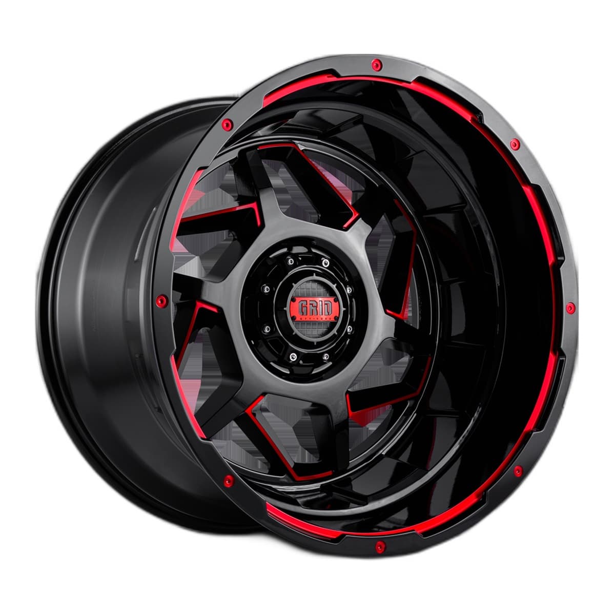 Grid Off-Road GD14 Wheel | 20x9.0, 6x135, 0mm Offset, Gloss Black / Red