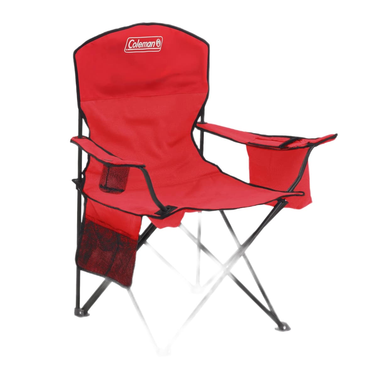 Coleman Quad Camping Chair with 4-Can Cooler - Red