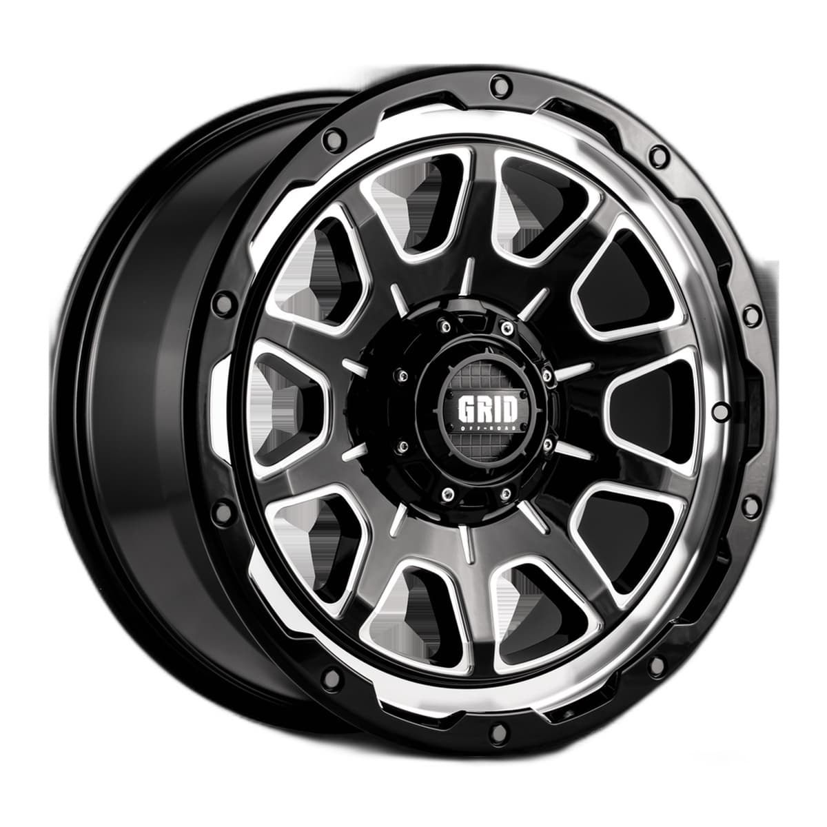 Grid Off-Road GD15 Wheel | 17x9.0, 6x120, 15mm Offset, Gloss Black / Milled