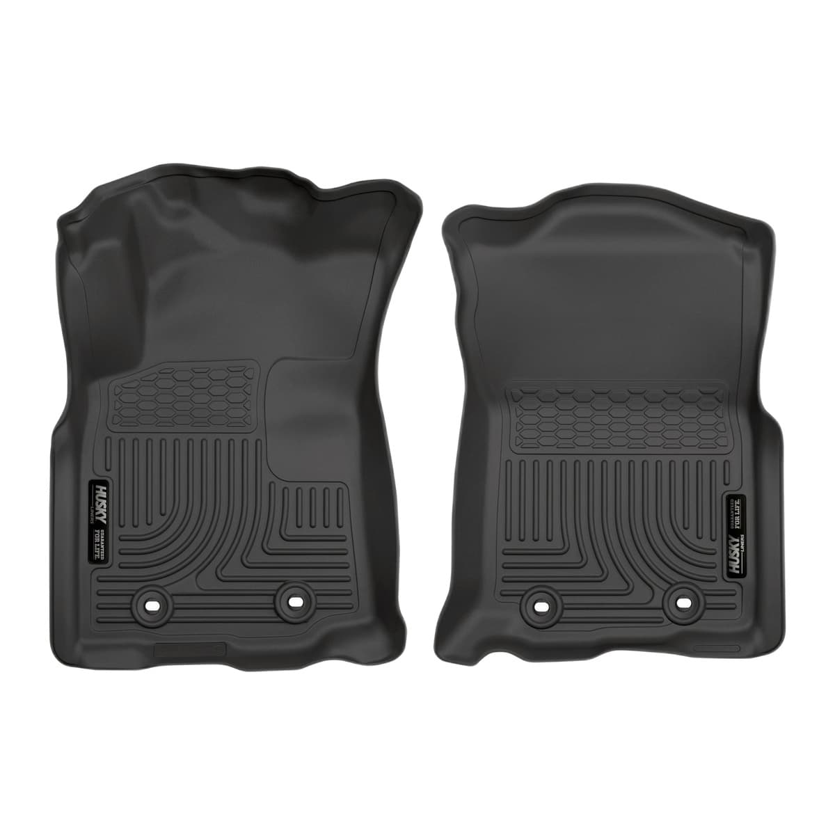 Husky Liners WeatherBeater Front Floor Liners | 2018-2023 Toyota Tacoma, Double & Access Cab Only w/ Manual Trans, Black