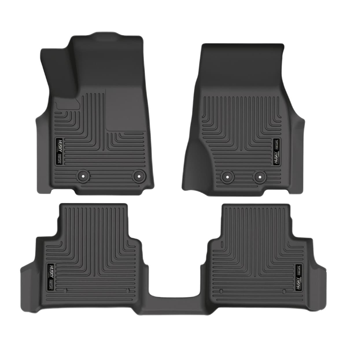 Husky Liners WeatherBeater Front & 2nd Row Floor Liners | 2021-2026 Jeep Grand Cherokee L w/2nd Row Bucket Seats & Mounted Cup Holder on Center Hump, Black