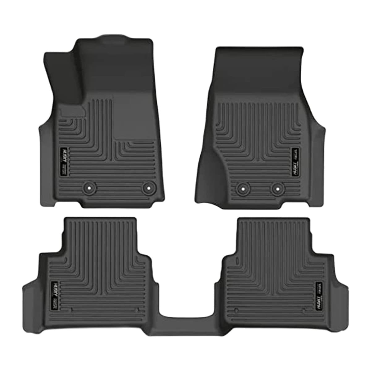 Husky Liners WeatherBeater Front & 2nd Row Floor Liners | 2021-2026 Jeep Grand Cherokee L w/2nd Row Bucket Seats & Mounted Cup Holder on Center Hump, Black