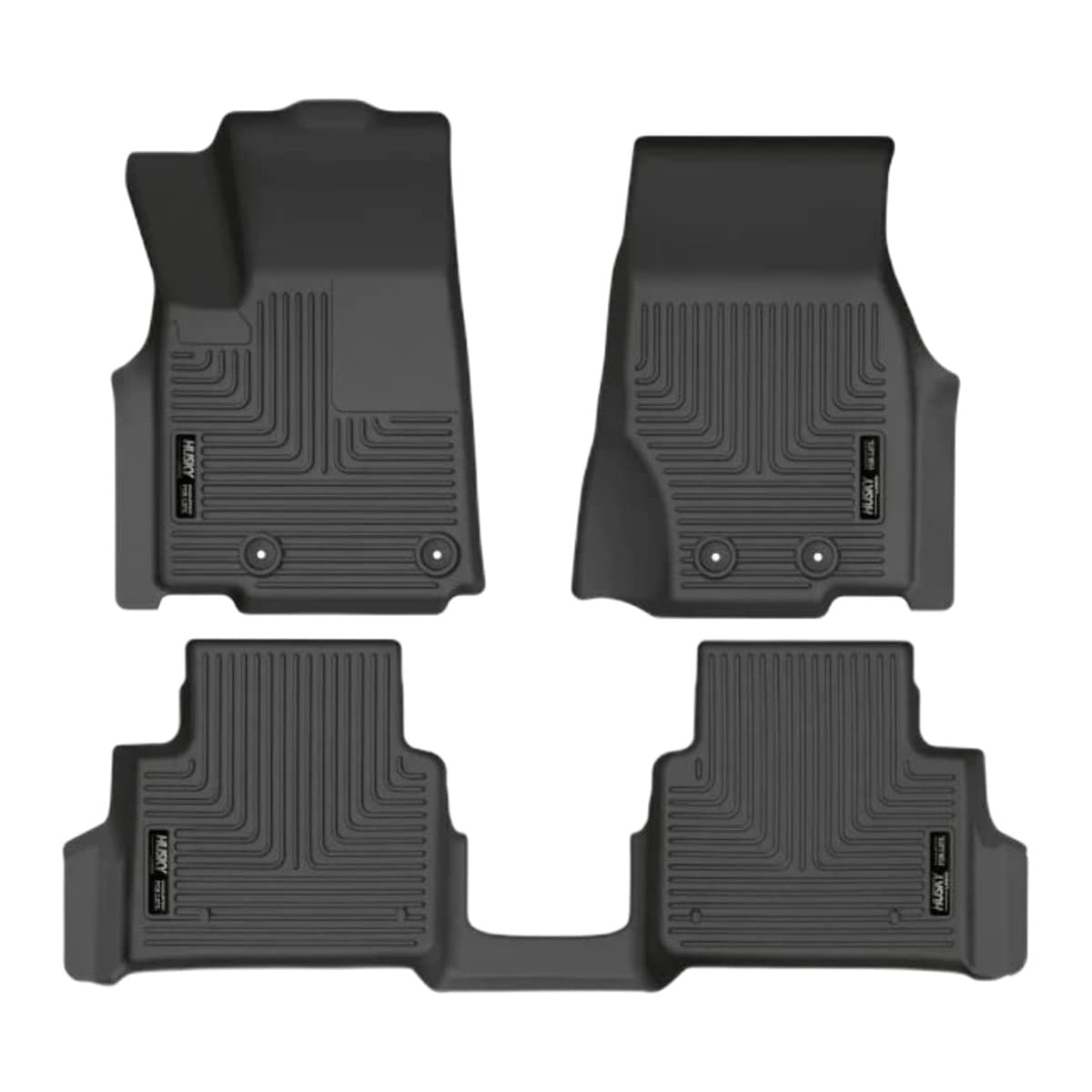 Husky Liners WeatherBeater Front & 2nd Row Floor Liners | 2021-2026 Jeep Grand Cherokee L w/2nd Row Bucket Seats & Mounted Cup Holder on Center Hump, Black