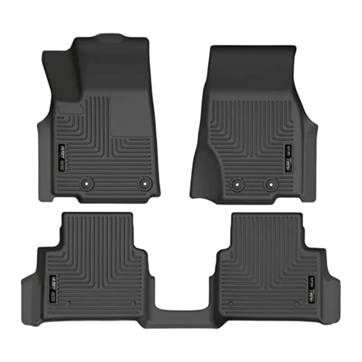 Husky Liners WeatherBeater Front & 2nd Row Floor Liners | 2021-2026 Jeep Grand Cherokee L w/2nd Row Bucket Seats & Mounted Cup Holder on Center Hump, Black