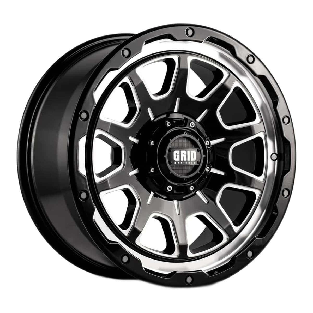 Grid Off-Road GD15 Wheel | 17x9.0, 6x135/139.7, -12mm Offset, Gloss Black / Milled