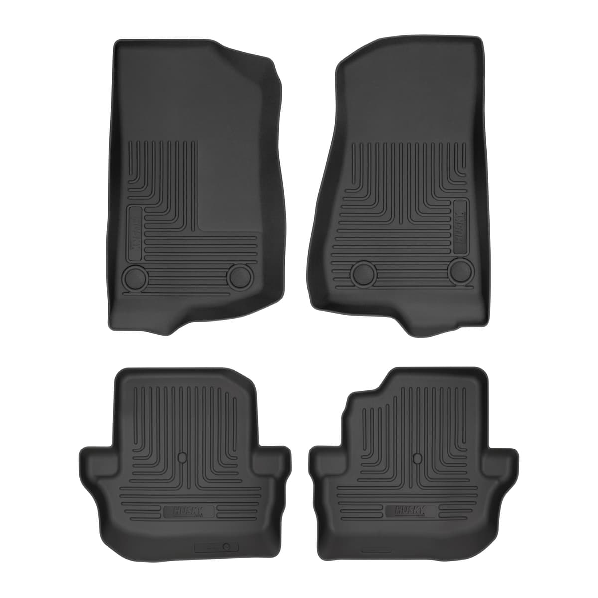 Husky Liners WeatherBeater Front & 2nd Row Floor Liners | 2018-2026 Jeep Wrangler JL 2-Door, Black
