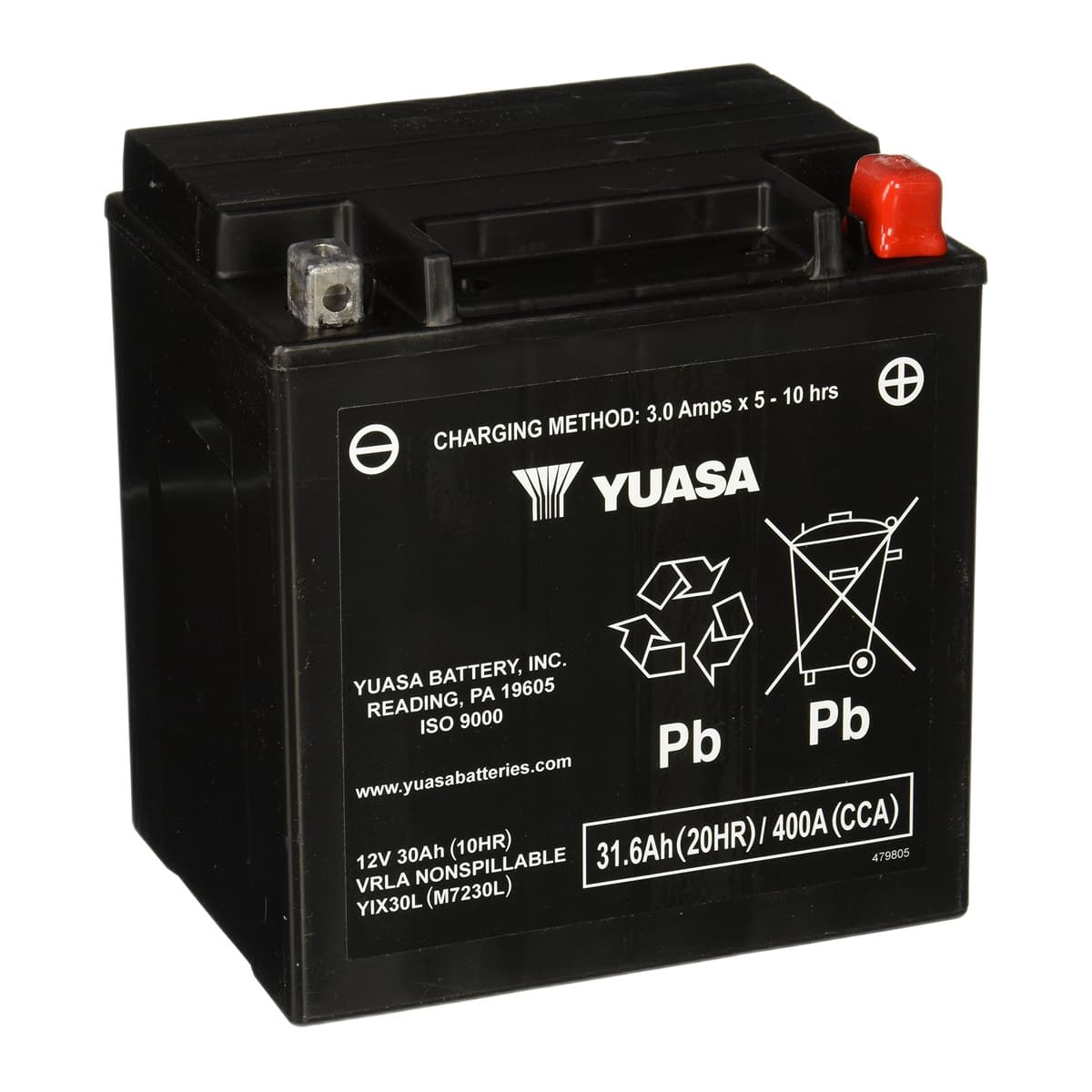 Yuasa YUAM7230L YIX30L 12V Factory-Activated AGM Battery