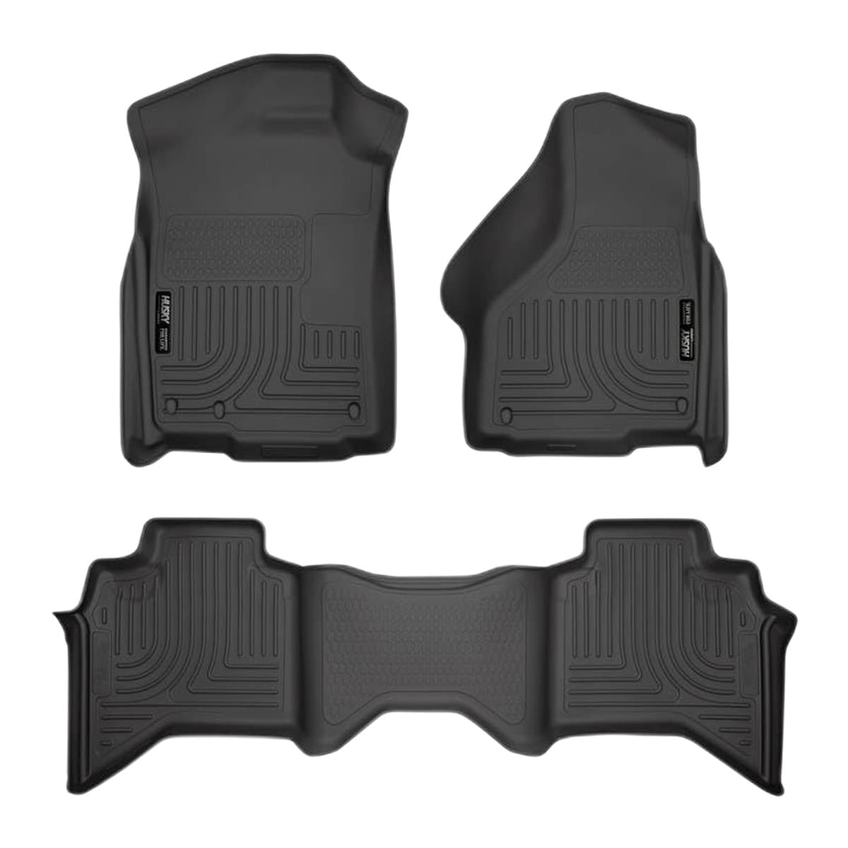 Husky Liners WeatherBeater Front & 2nd Row Floor Liners | 2002-2008 Dodge Ram 1500 Crew Cab; 2003-2009 Ram 2500/3500 Crew Cab, Black