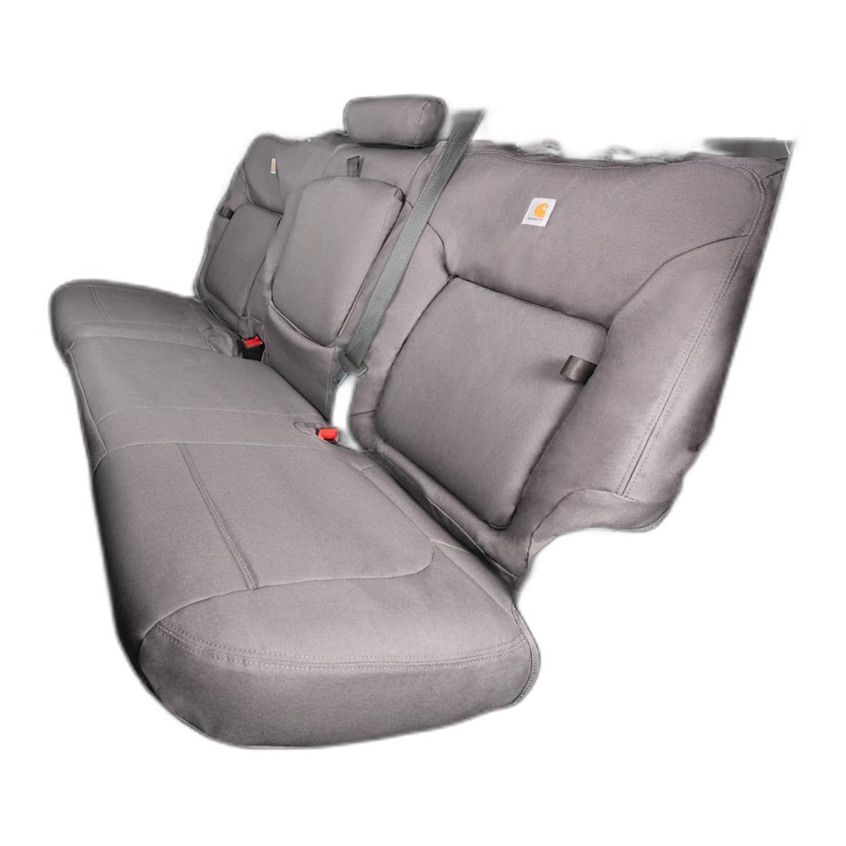 Covercraft Carhartt PrecisionFit Custom Seat Covers | 2nd Row, 2019-2026 Chevrolet Silverado 1500 & GMC Sierra 1500 Crew Cab, Gravel, Seatback storage bins