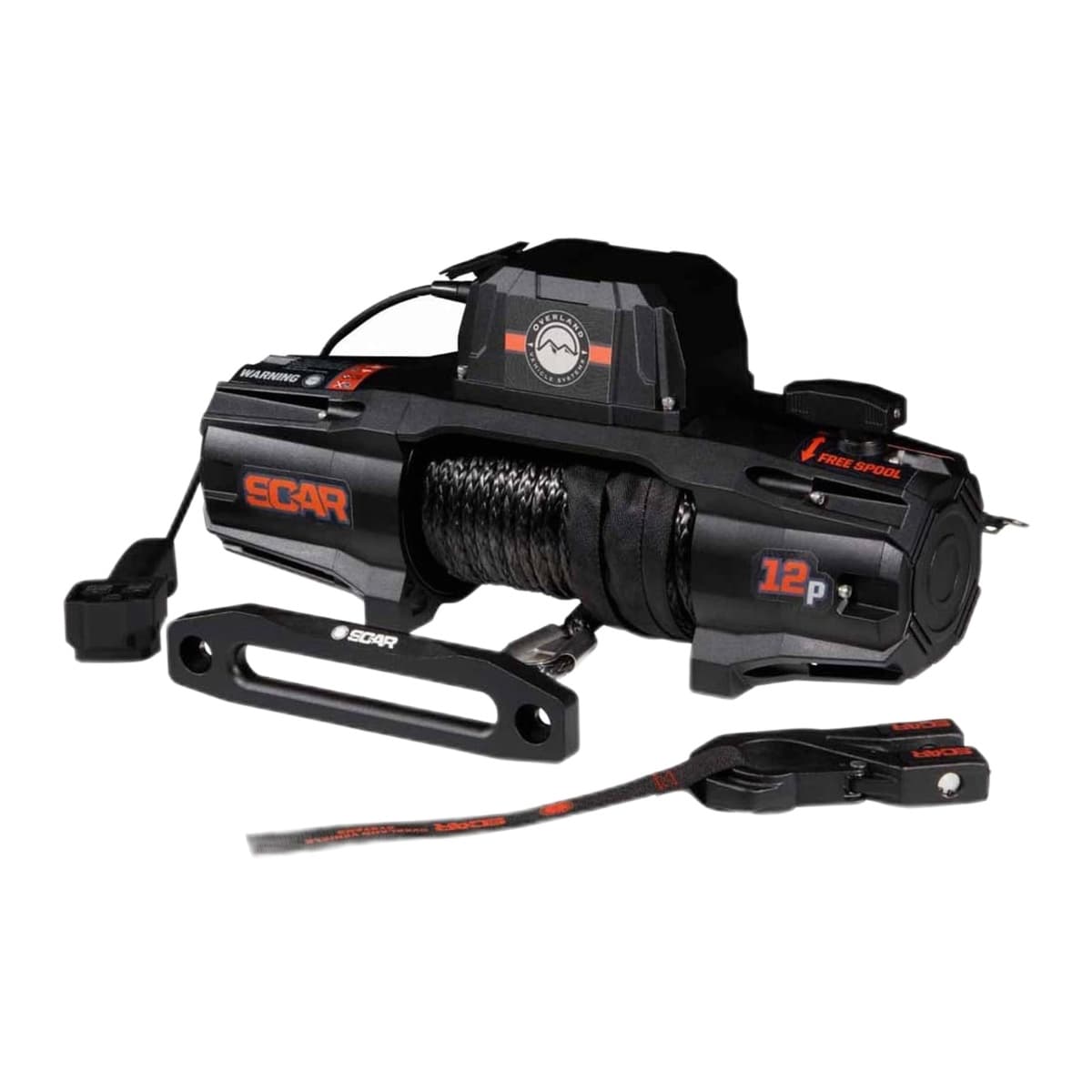 Overland Vehicle Systems SCAR 12 Winch - 12,000 lb, Synthetic Rope, Wireless Remote