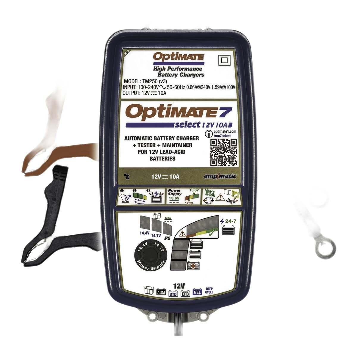 Tecmate OptiMate 7 Select TM-251v3 12V 10A 9-Step Battery Charger & Maintainer