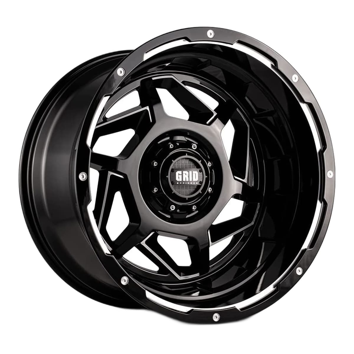 Grid Off-Road GD14 Wheel | 22x12.0, 8x180, -44mm Offset, Gloss Black / Milled
