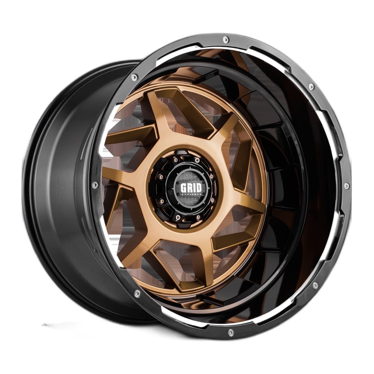 Grid Off-Road GD14 Wheel | 17x9.0, 8x180, 0mm Offset, Gloss Bronze / Blk Lip