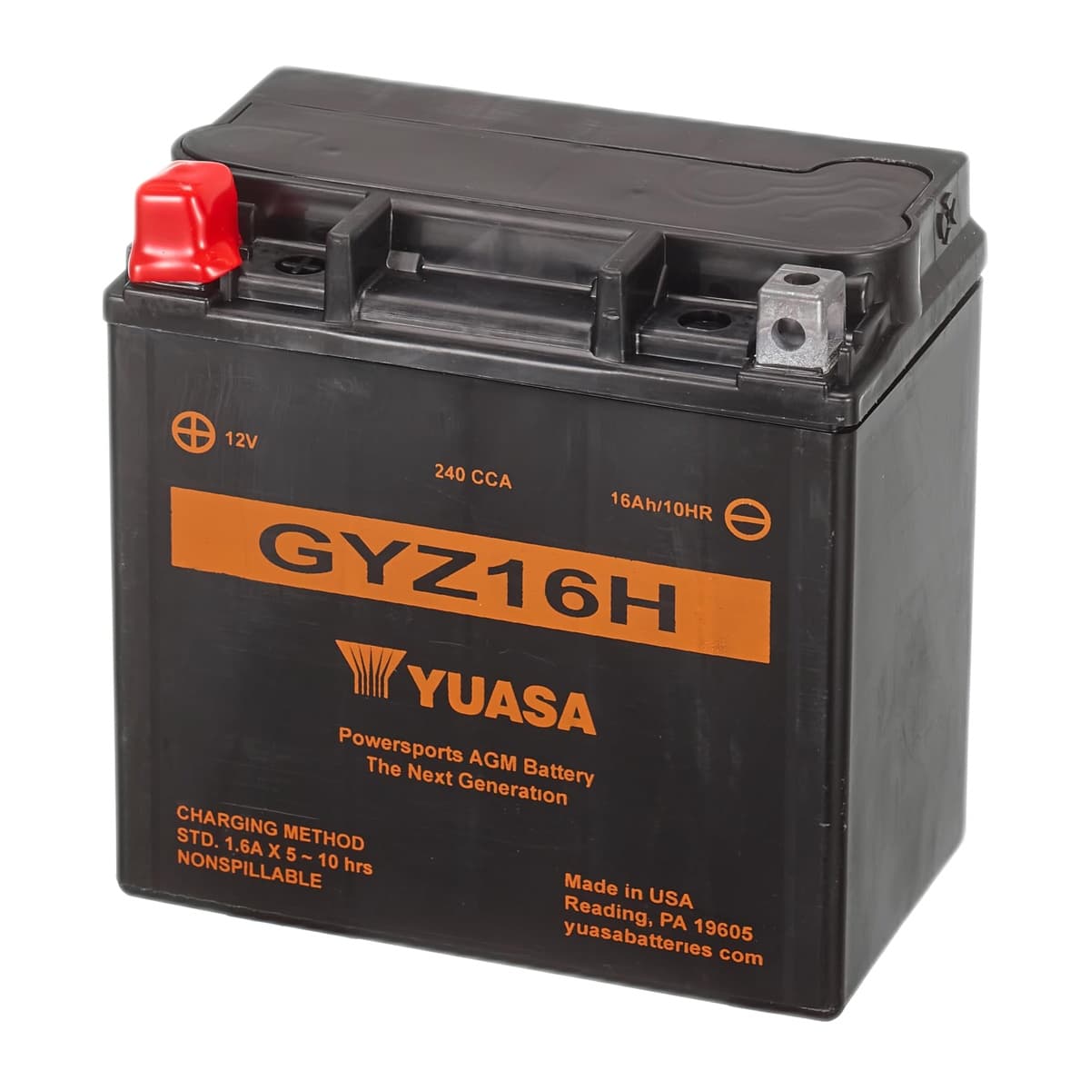 Yuasa YUAM716GH GYZ16H 12V High-Performance Factory-Activated AGM Battery (Made in USA)