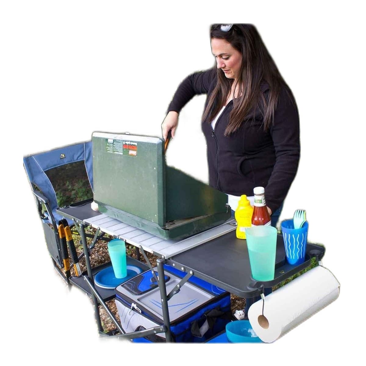GCI Outdoor Slim-Fold Cook Station Portable Camp Kitchen, Black
