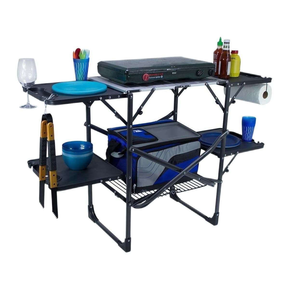 GCI Outdoor Slim-Fold Cook Station Portable Camp Kitchen, Black