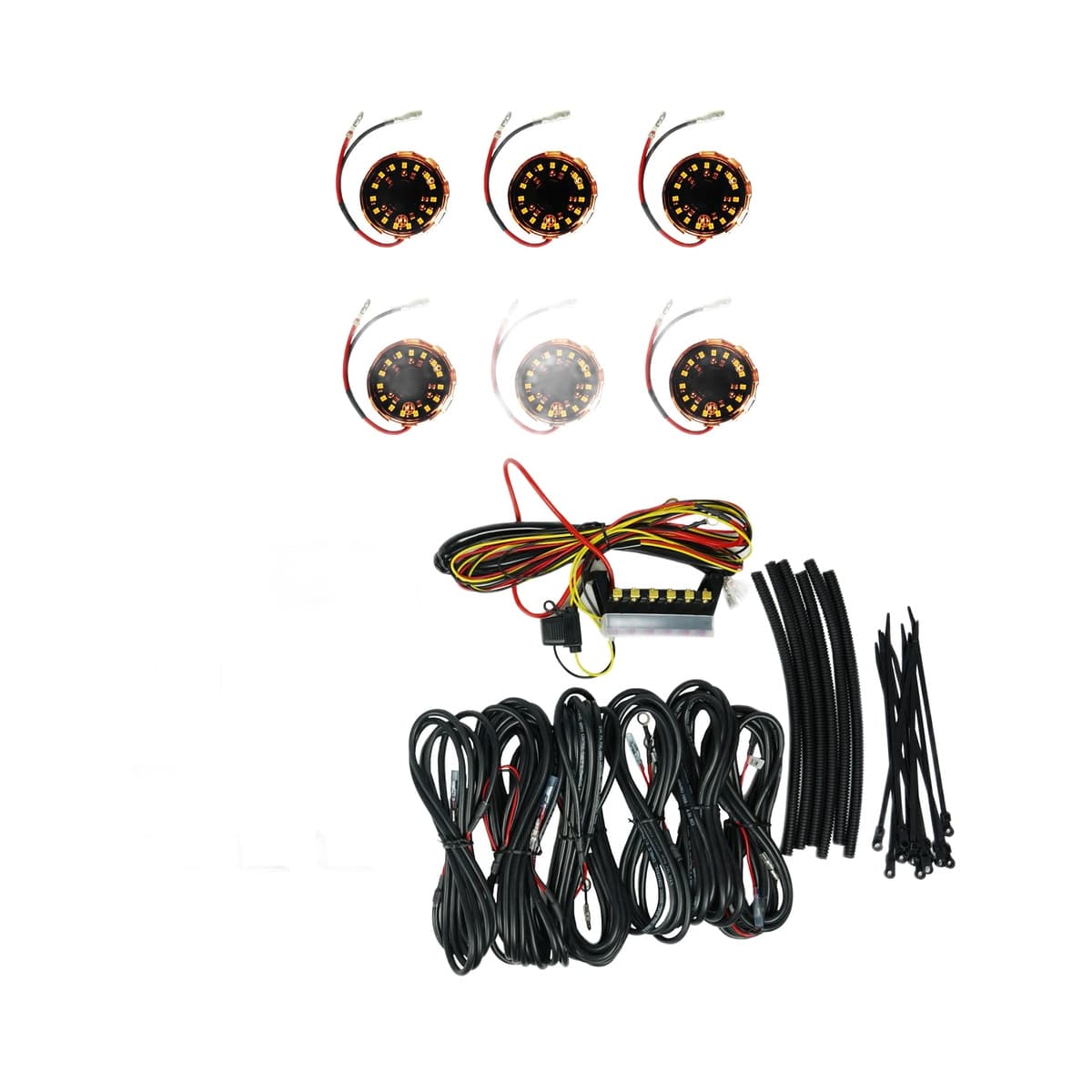 KC HiLiTES Cyclone V2 LED Rock Light 6-Light System — Amber (5W Flood)