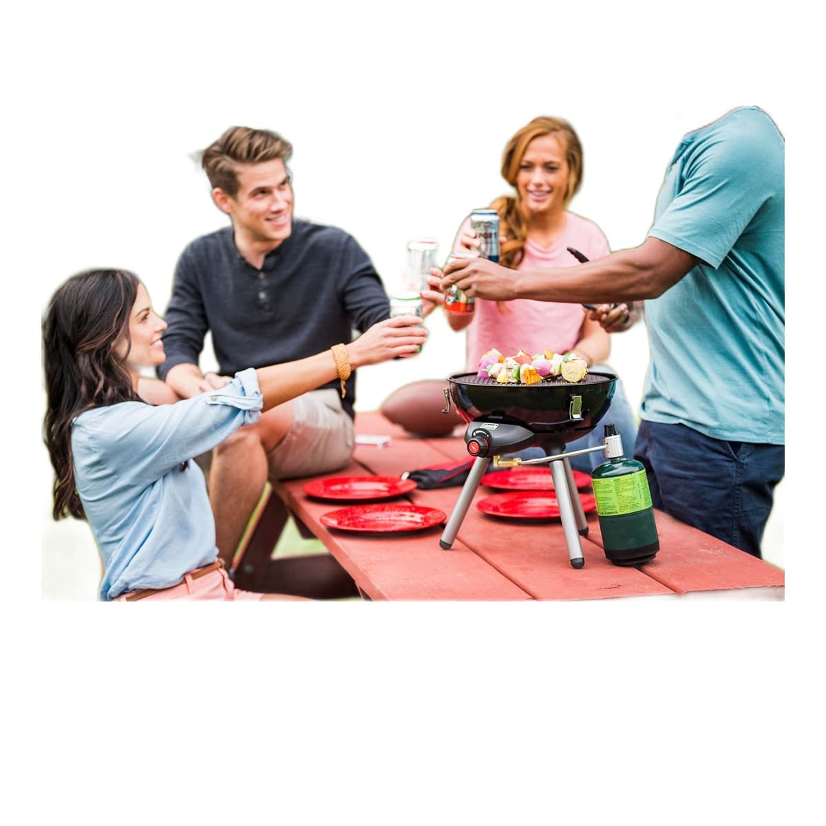 Coleman 24-Piece Enamelware Dinnerware Set for Camp, Red