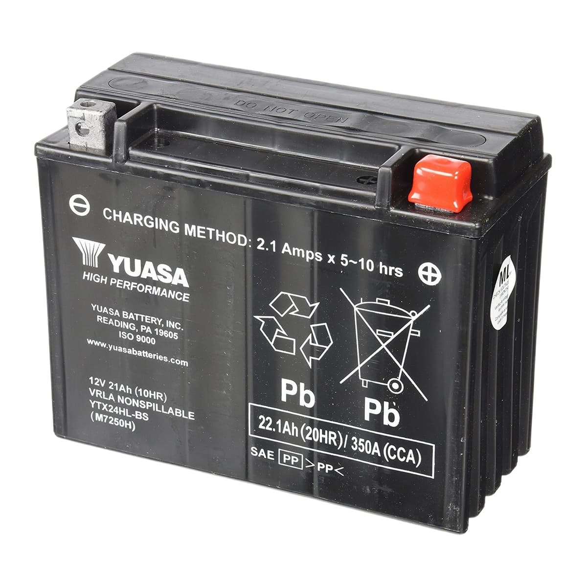Yuasa YUAM7250H YTX24HL 12V High-Performance Factory-Activated AGM Battery (w/ PWC Spacer)