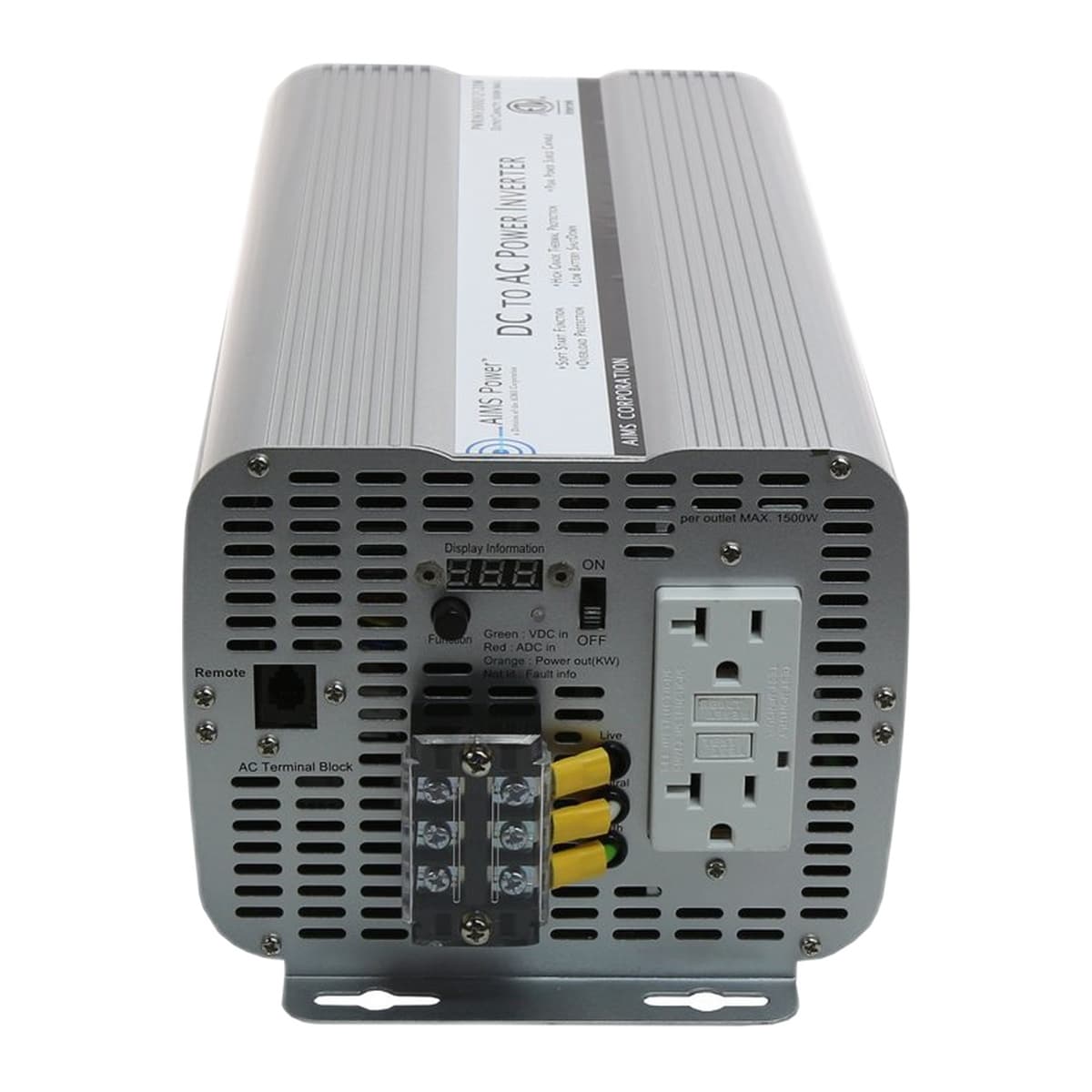 AIMS Power 3000W 12V Modified Sine Inverter with GFCI and Terminal Block