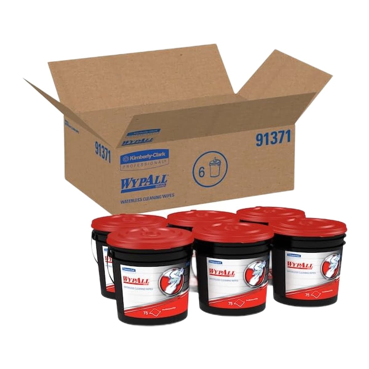 Kimberly-Clark WypAll Waterless Hand Wipes (75 per Bucket, Case of 6)