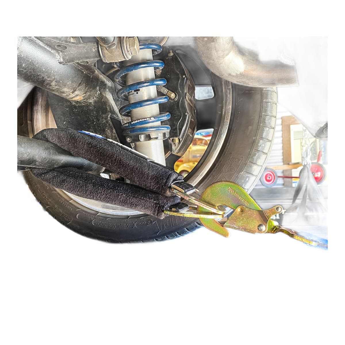 Mac's Pro Pack - 2" x 8' Direct-Hook Ratchet Straps with 2" x 40" Axle Straps