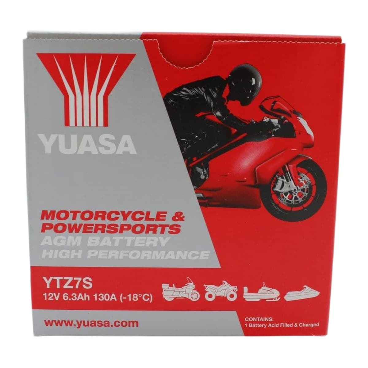 Yuasa YUAM727ZS YTZ7S 12V High-Performance Factory-Activated AGM Battery