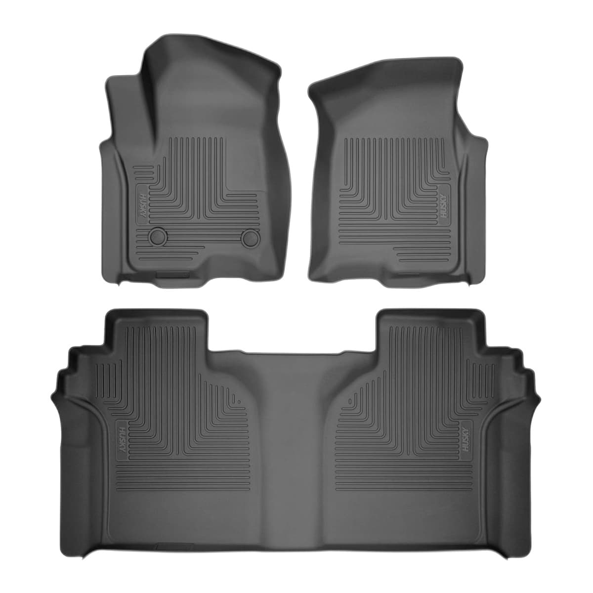 Husky Liners WeatherBeater Front & 2nd Row Floor Liners | 2015-2026 Ford F-150 & 2022-2026 Lightning SuperCrew (Crew Cab) w/ Factory Carpet, w/out Fold Flat Storage, Black