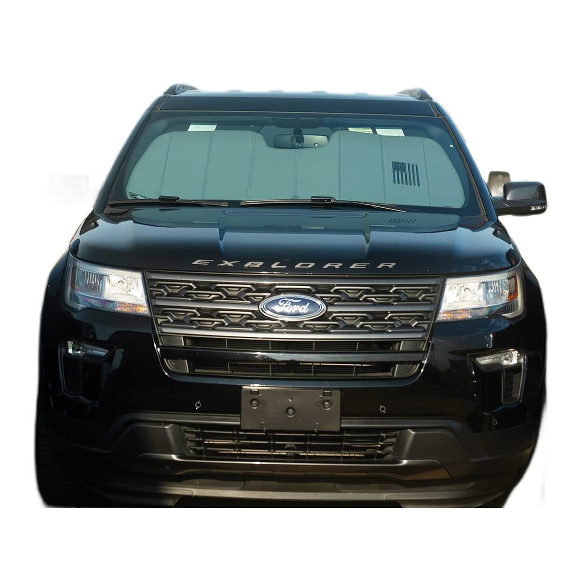 Covercraft American Flag UVS100 Custom Windshield Sunshade | 2014-2018 Chevrolet Silverado & GMC Sierra, Silver