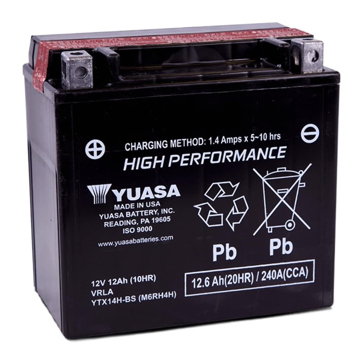 Yuasa YUAM6RH4H YTX14H-BS 12V AGM Battery with Acid Pack (Made in USA)