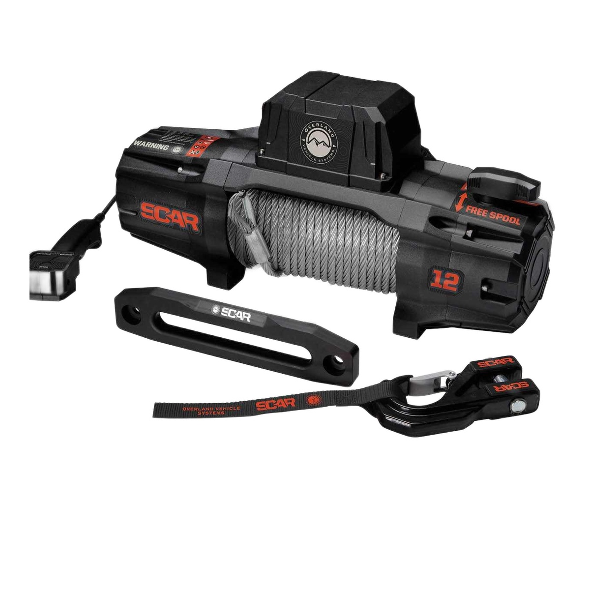 Overland Vehicle Systems SCAR 12 Winch - 12,000 lb, Steel Cable, Wireless Remote