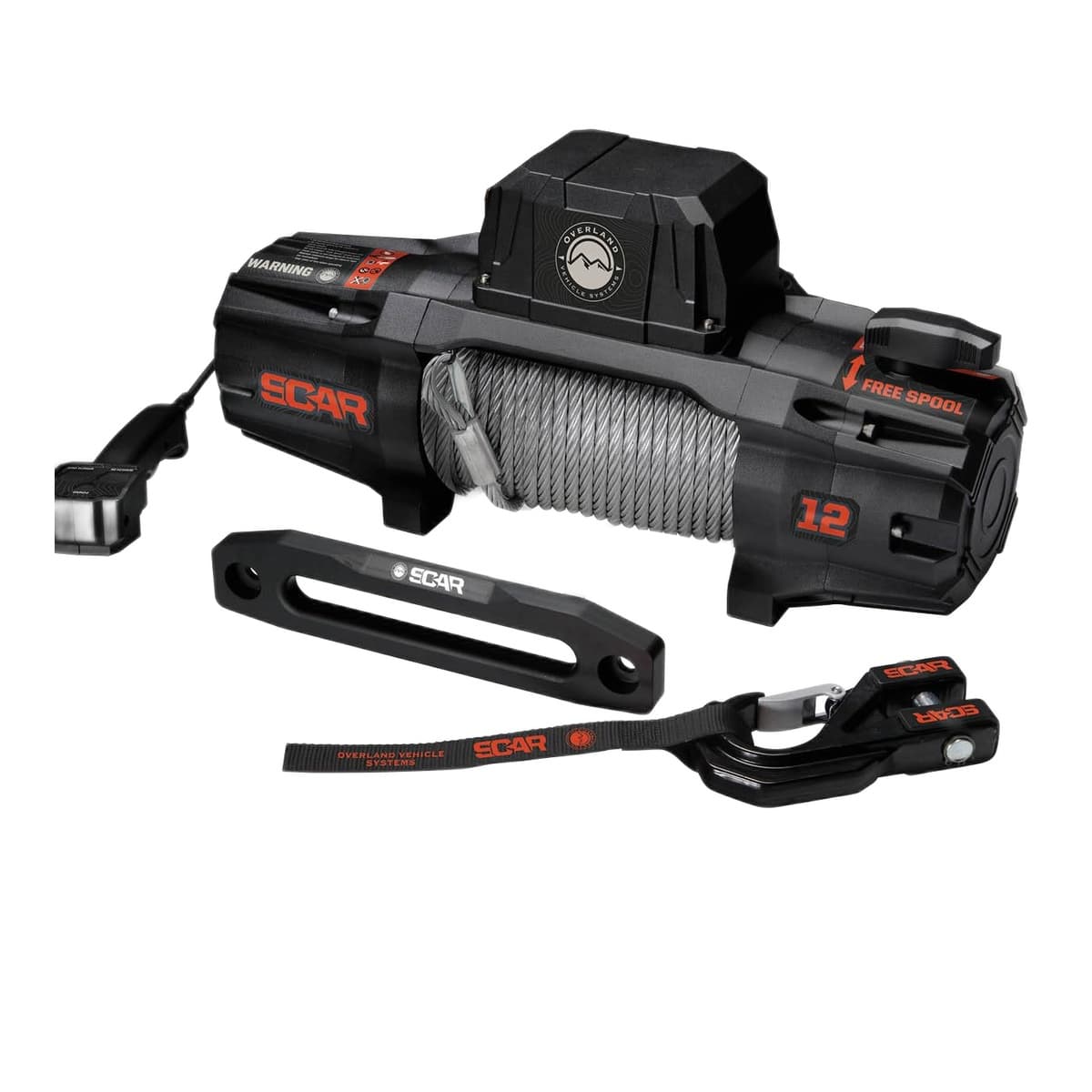 Overland Vehicle Systems SCAR 12 Winch - 12,000 lb, Steel Cable, Wireless Remote