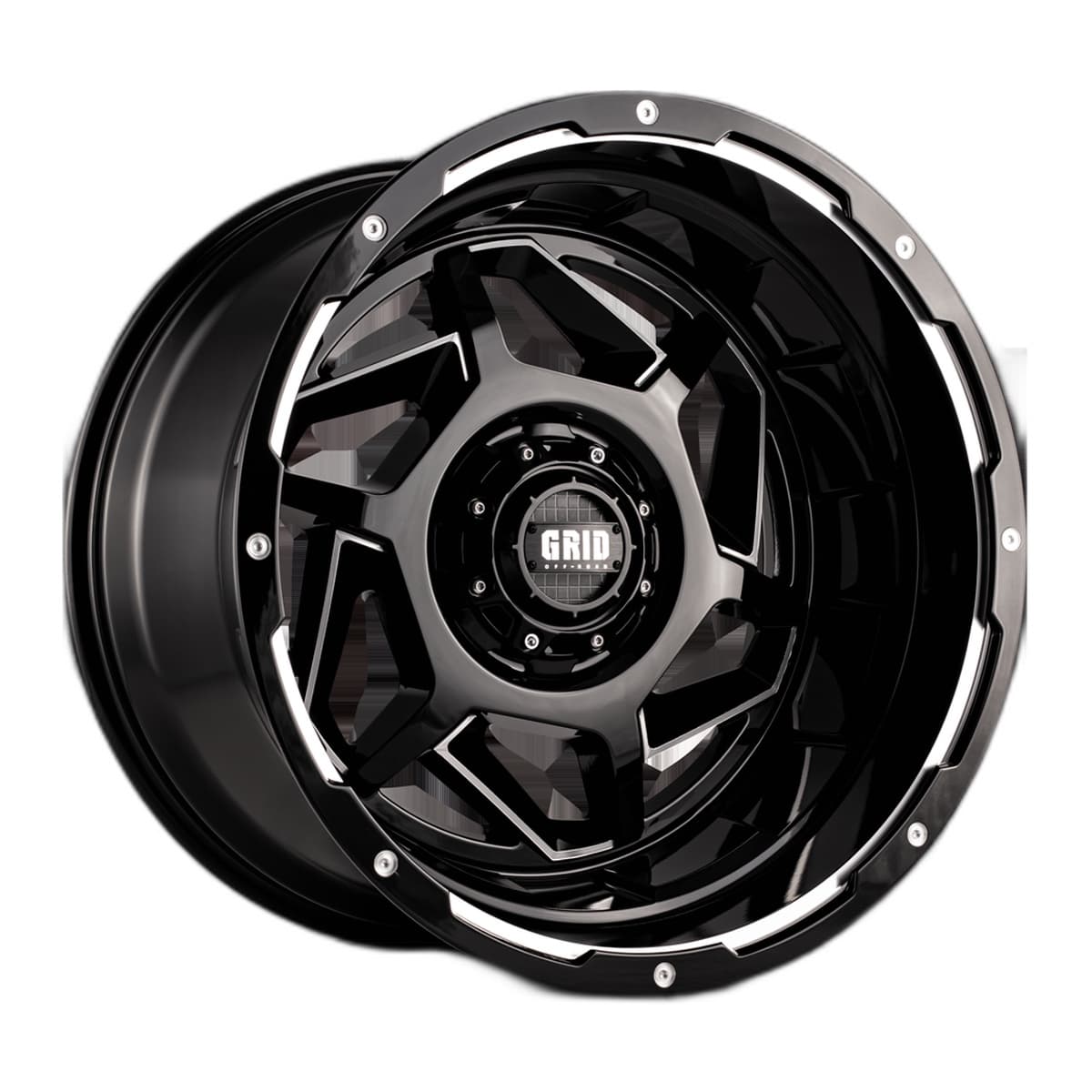 Grid Off-Road GD14 Wheel | 20x9.0, 5x127/139.7, 0mm Offset, Gloss Black / Milled