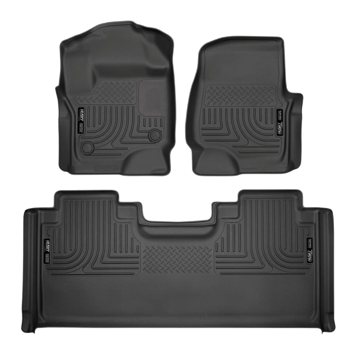 Husky Liners WeatherBeater Front & 2nd Row Floor Liners | 2017-2026 Ford F-250/F-350 SuperCab Only w/ Factory Carpet, w/out Fold Flat Storage, Black