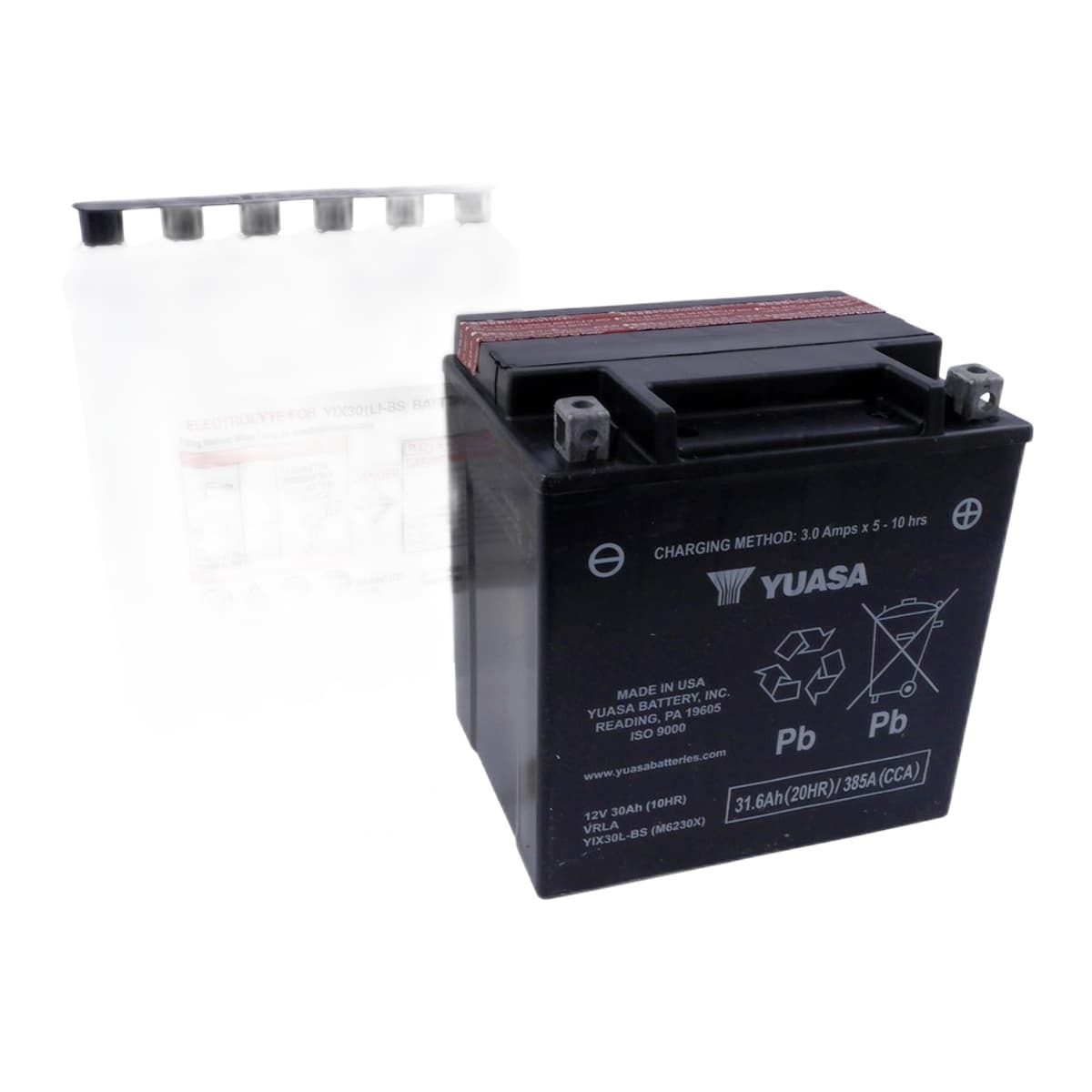 Yuasa YUAM6230X YIX30L-BS 12V AGM Battery with Acid Pack (Made in USA)