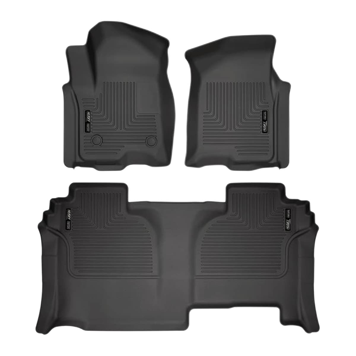 Husky Liners WeatherBeater Front & 2nd Row Floor Liners | 2019-2026 Chevrolet Silverado & GMC Sierra 1500 (New Body) Double Cab, 2022-2026 Silverado/Sierra 2500/3500 Double Cab (No Crew Cab), Black