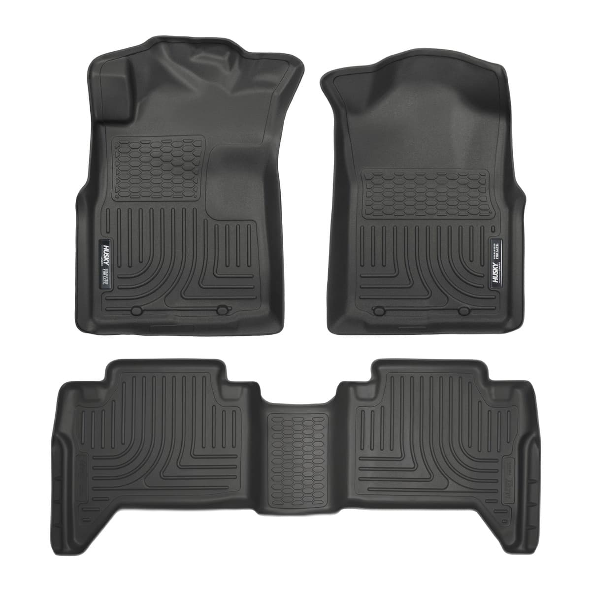 Husky Liners WeatherBeater Front & 2nd Row Floor Liners | 2005-2015 Toyota Tacoma Double Cab (Footwell Coverage), Black