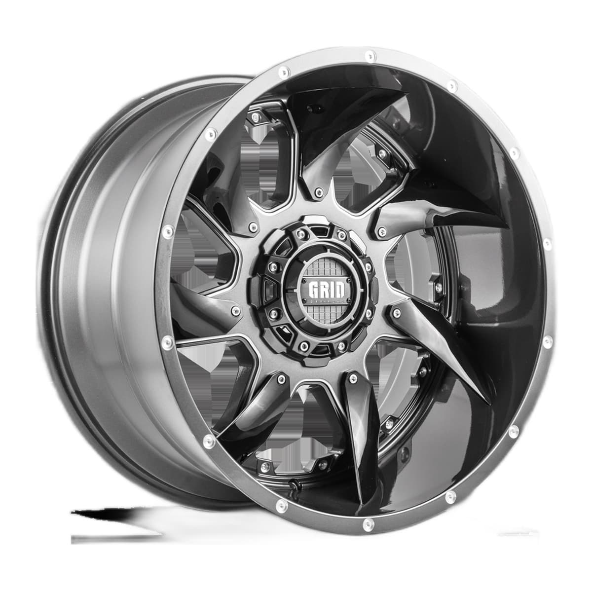 Grid Off-Road GD01 Wheel | 22x12, 5x127/139.7, Gloss Graphite / Milled