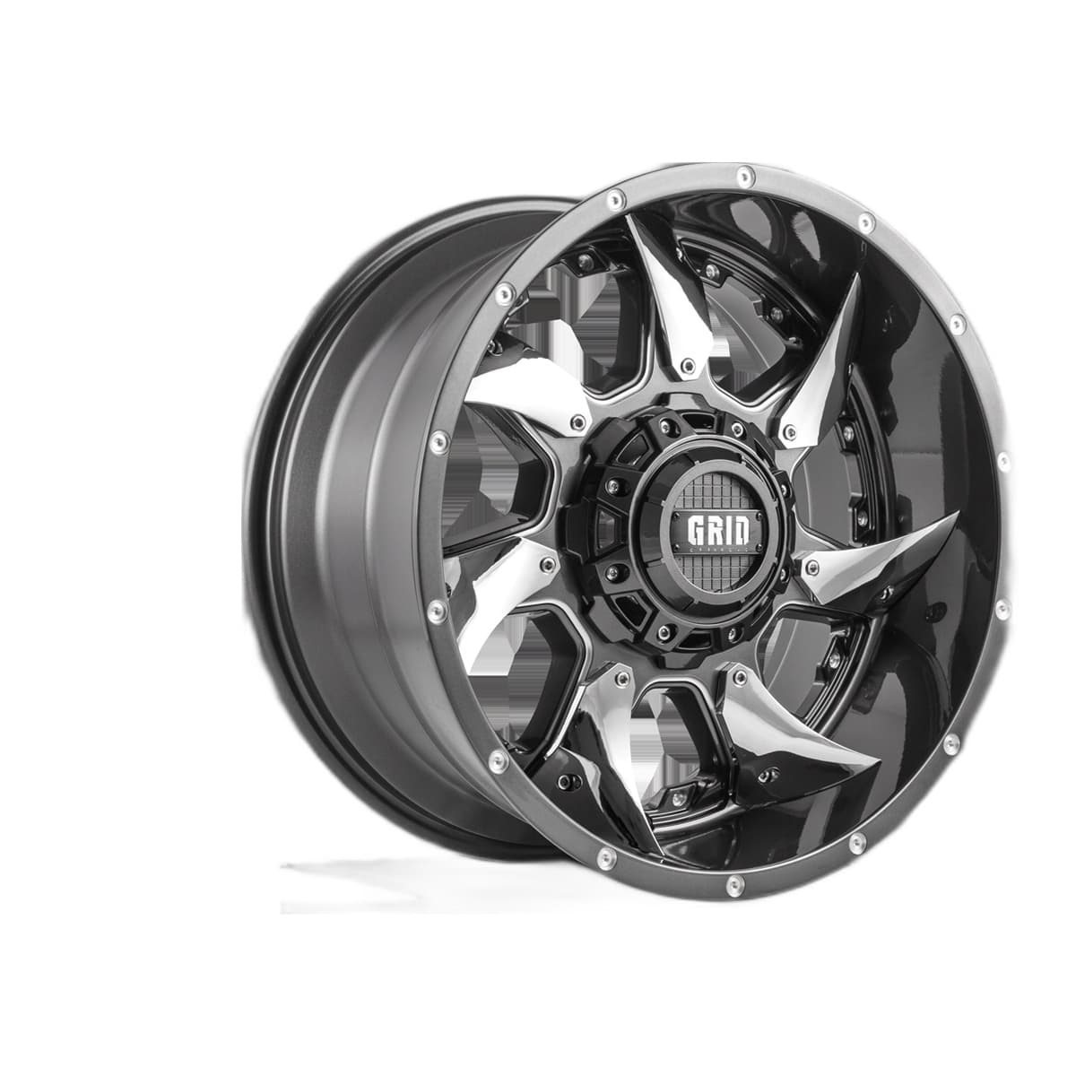 Grid Off-Road GD01 Wheel | 22x12, 5x127/139.7, Gloss Graphite / Milled