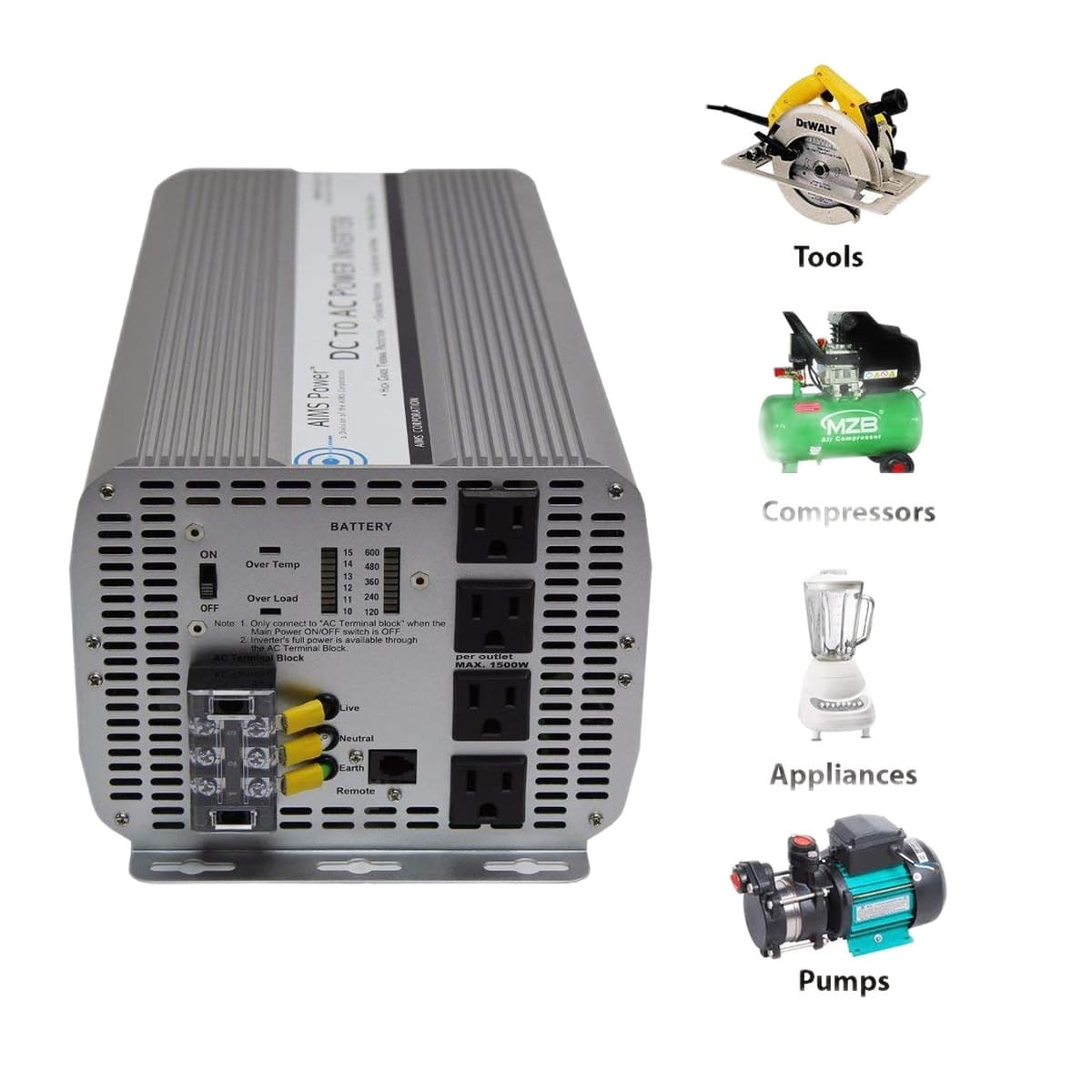 AIMS Power 5000W 12V Modified Sine Power Inverter