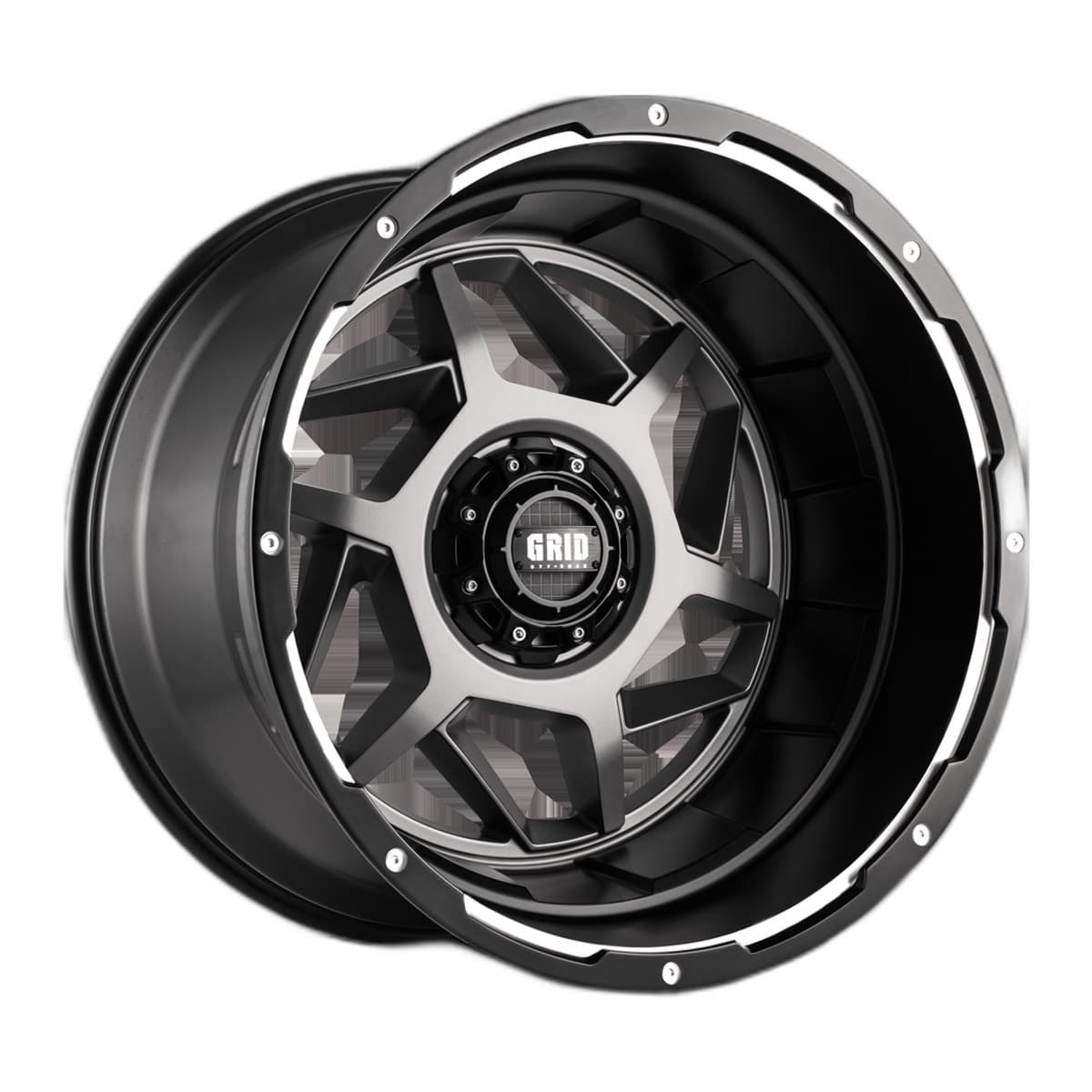 Grid Off-Road GD14 Wheel | 20x9.0, 6x135, 15mm Offset, Matte Anthracite / Black Lip