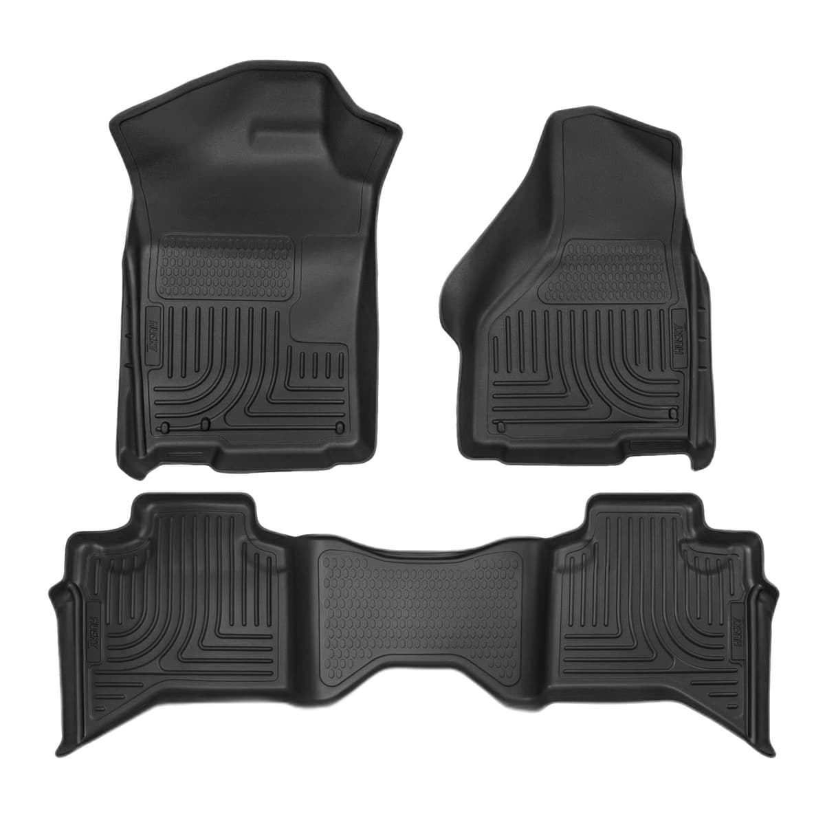 Husky Liners WeatherBeater Front & 2nd Row Floor Liners | 2009-2024 Dodge Ram 1500 Quad Cab (2019-2024 Classic Body Only), Black