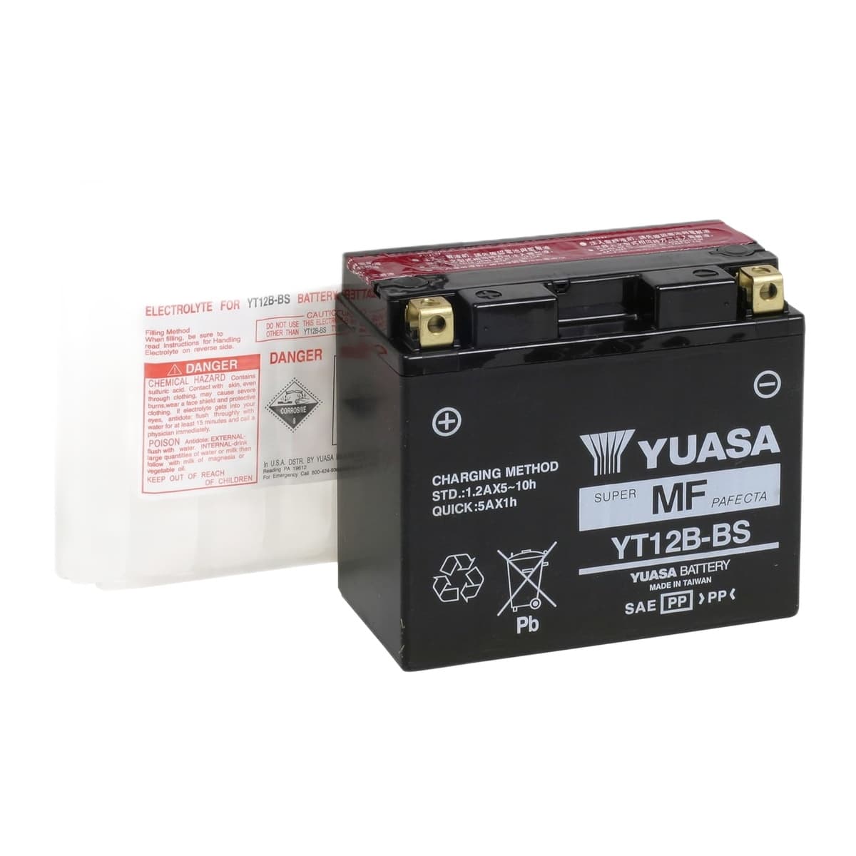 Yuasa YUAM6212B YT12B-BS 12V AGM Battery with Acid Pack