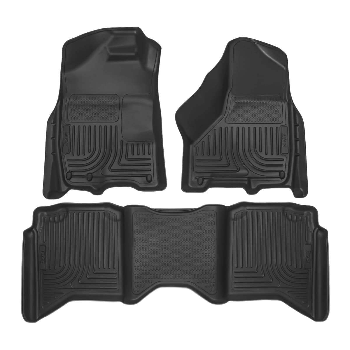 Husky Liners WeatherBeater Front & 2nd Row Floor Liners | 2009-2018 Ram 1500 Crew Cab; 2019-2024 Ram 1500 Classic Crew Cab; 2010-2018 Ram 2500/3500 Crew Cab w/Auto Trans., Black
