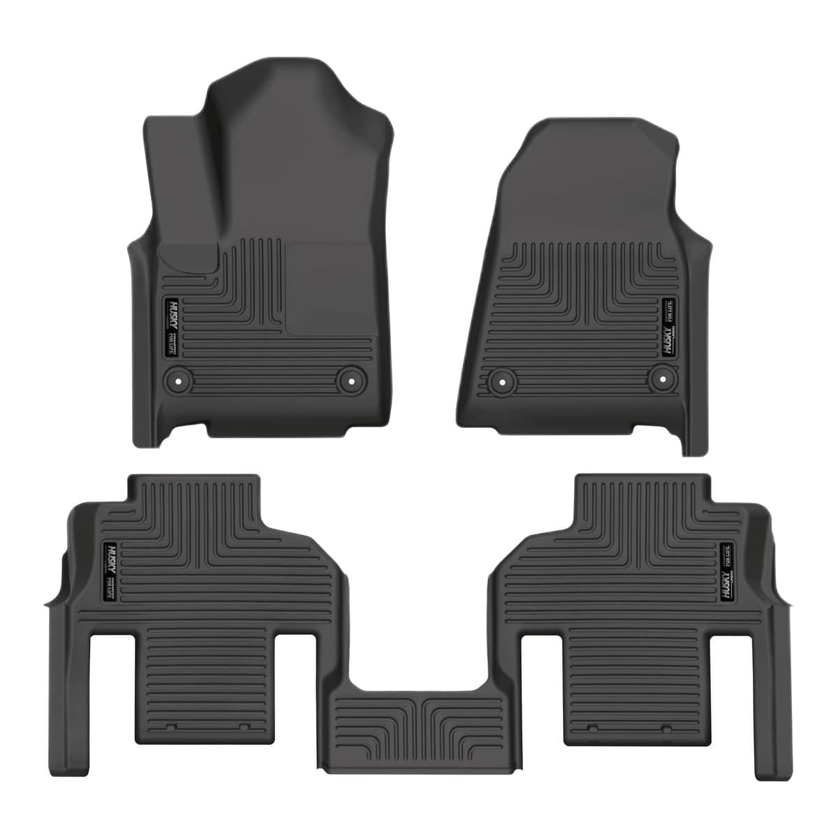 Husky Liners WeatherBeater Front & 2nd Row Floor Liners | 2022-2025 Jeep Wagoneer w/2nd Row Bucket Seats, Black