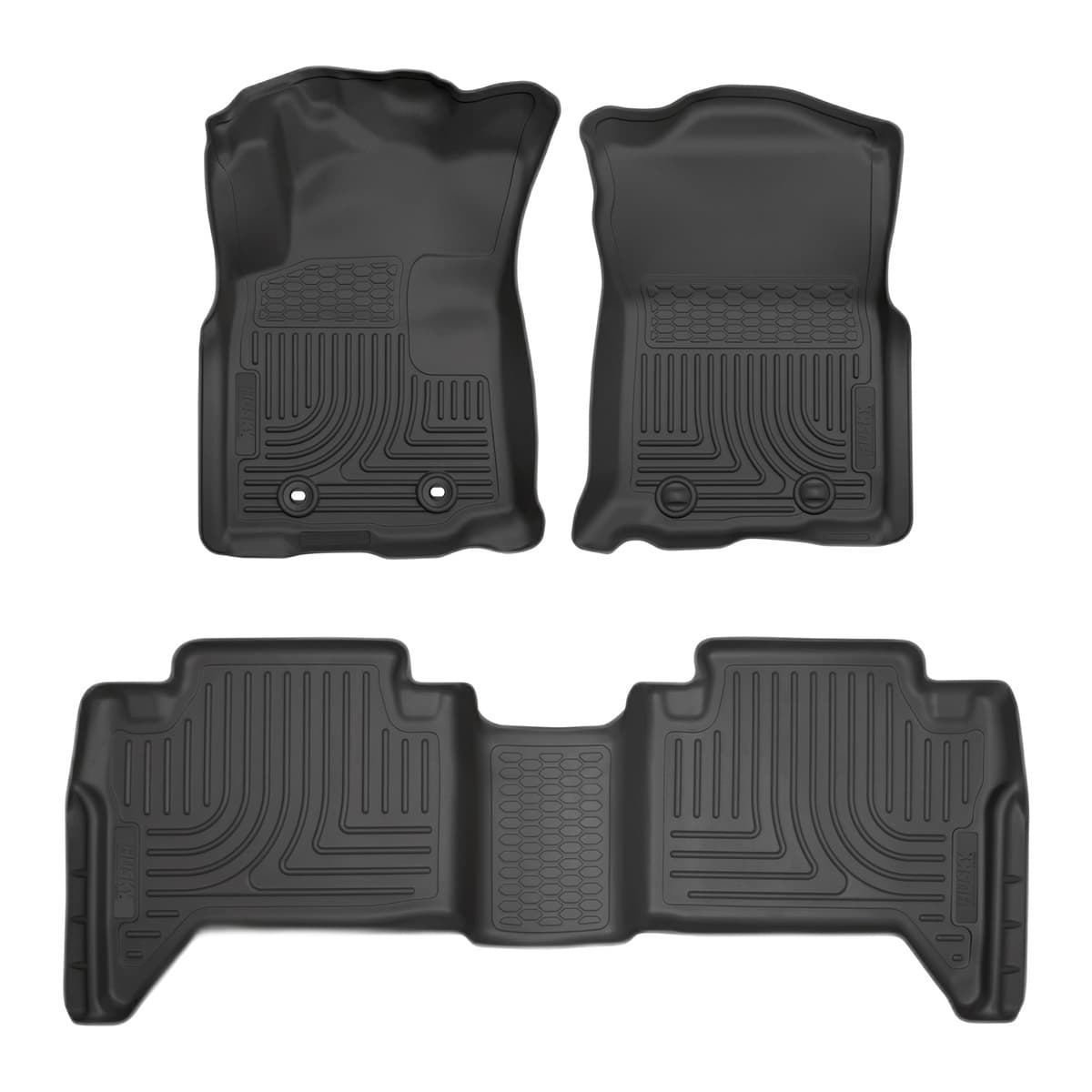 Husky Liners WeatherBeater Front & 2nd Row Floor Liners | 2016-2017 Toyota Tacoma Manual Trans, Double Cab Only, Black